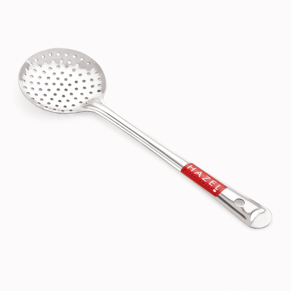 HAZEL Stainless Steel Puri Frying Strainer Jhara Versatile Deep Fry Chalni with Handle for Kitchen