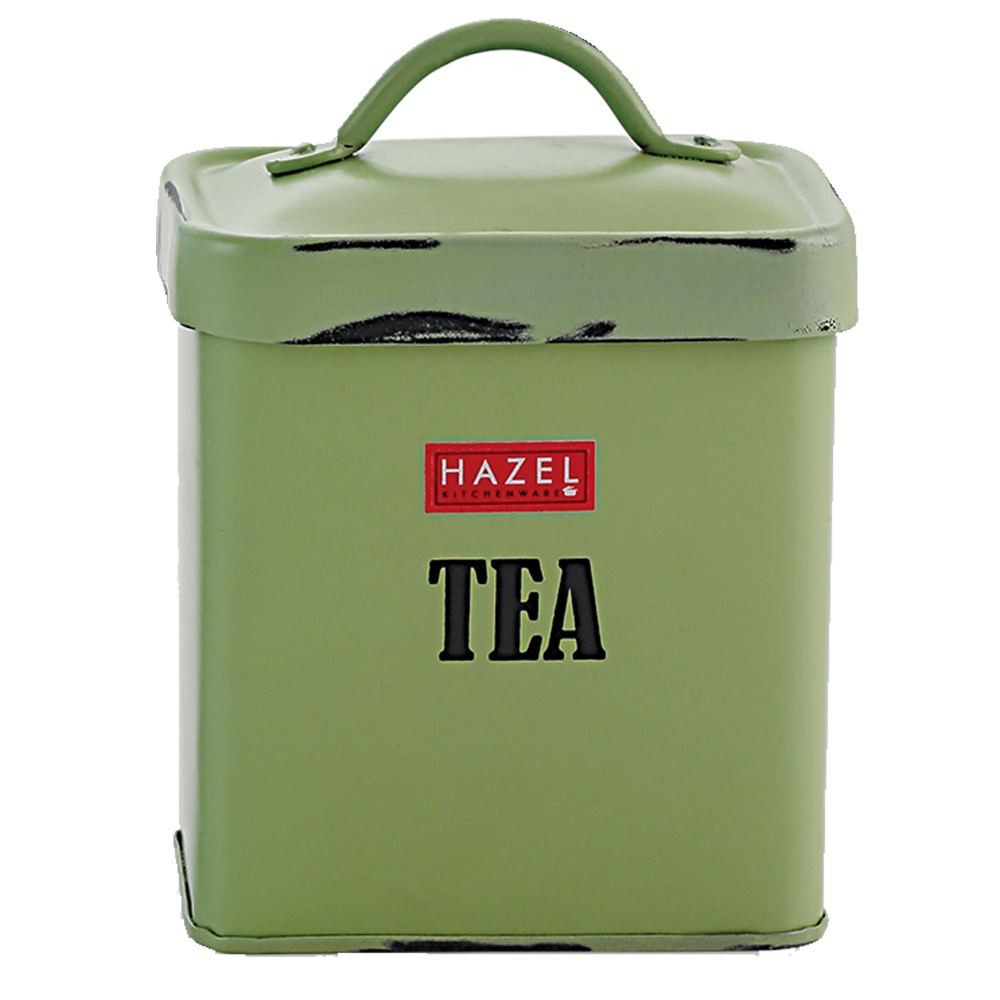 HAZEL Antique Rectangle Tea Storage Canister Container With Handle, 1150ML, Green