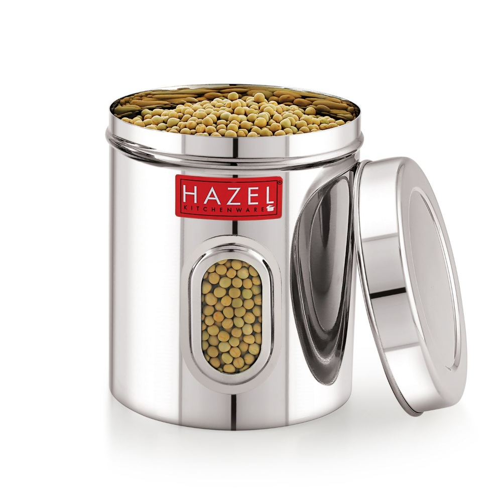 HAZEL Steel Kitchen Storage Containers | Tranparent Air Tight Containers for Storage, 1000 ML