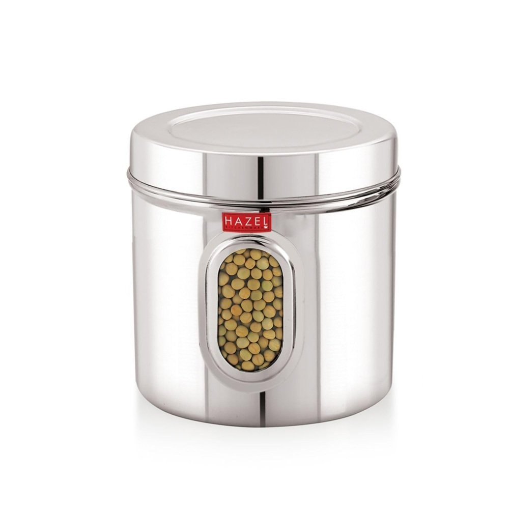 HAZEL Steel Kitchen Storage Containers | Tranparent Air Tight Containers for Storage, 1000 ML