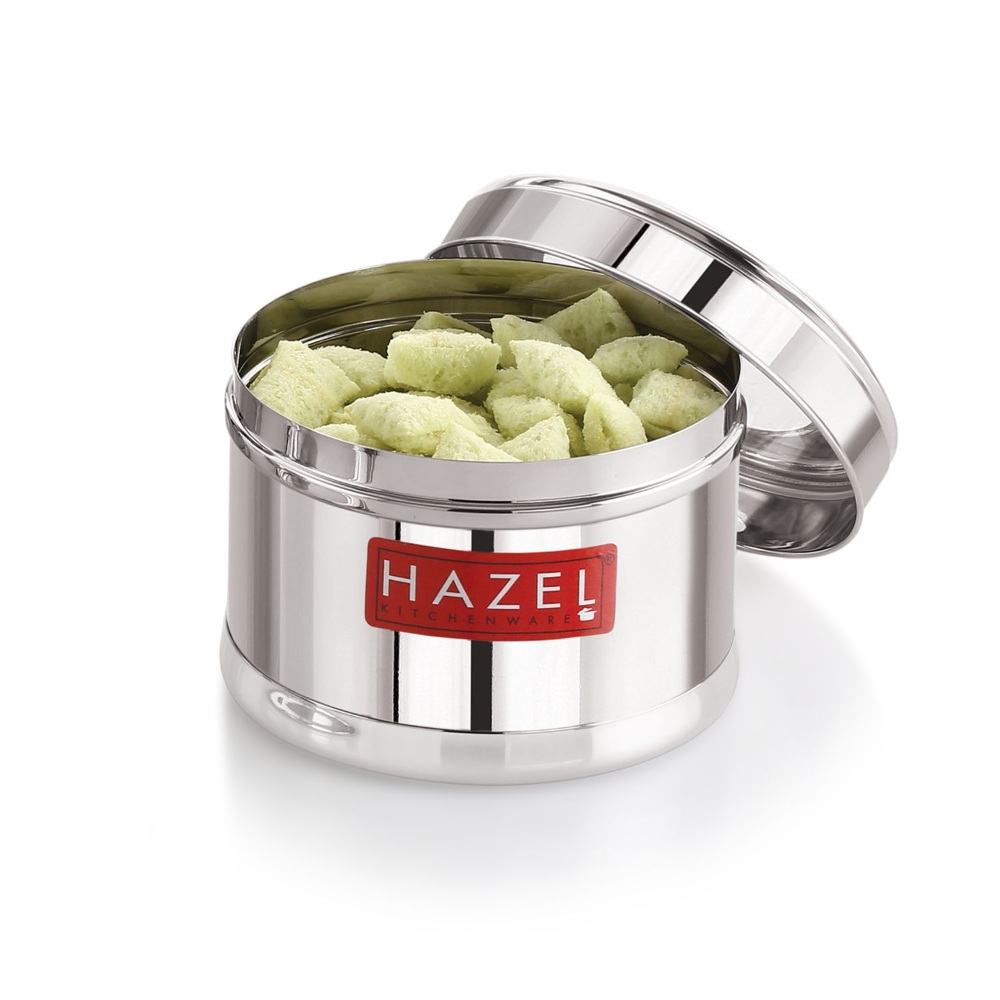 HAZEL Masala Box for Kitchen with Airtight Lid | Stainless Steel Top See Through Storage Containers for Kitchen Air tight, 500 ML