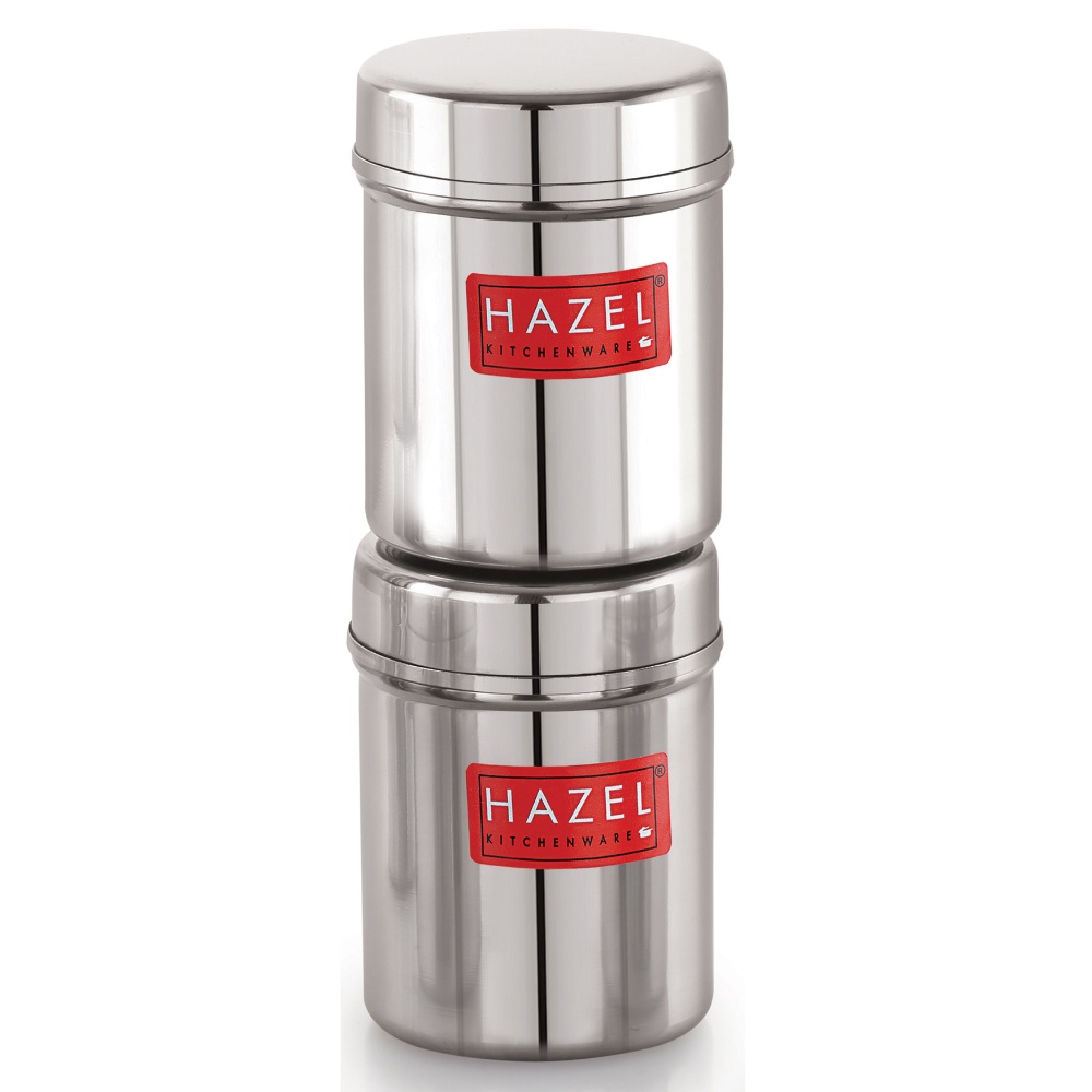 HAZEL Stainless Steel Container | Kitchen Air Tight Storage Dabba Containers Set of 2, 150 ML