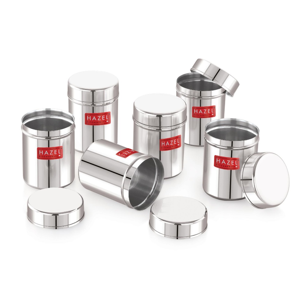 HAZEL Stainless Steel Container | Kitchen Air Tight Storage Dabba Containers Set of 6, 200 ML