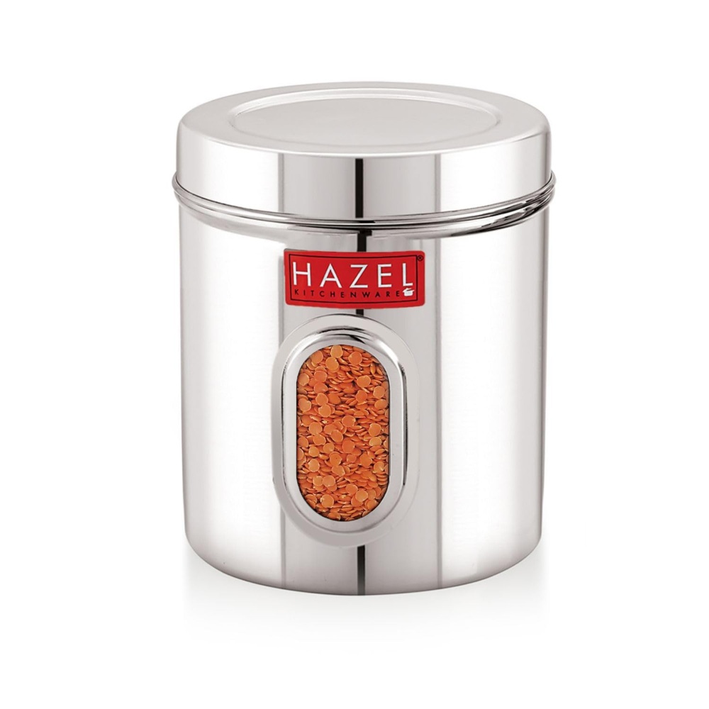 HAZEL Stainless Steel Transparent Kitchen Storage Containers with Air Tight Lid, 2400 ML