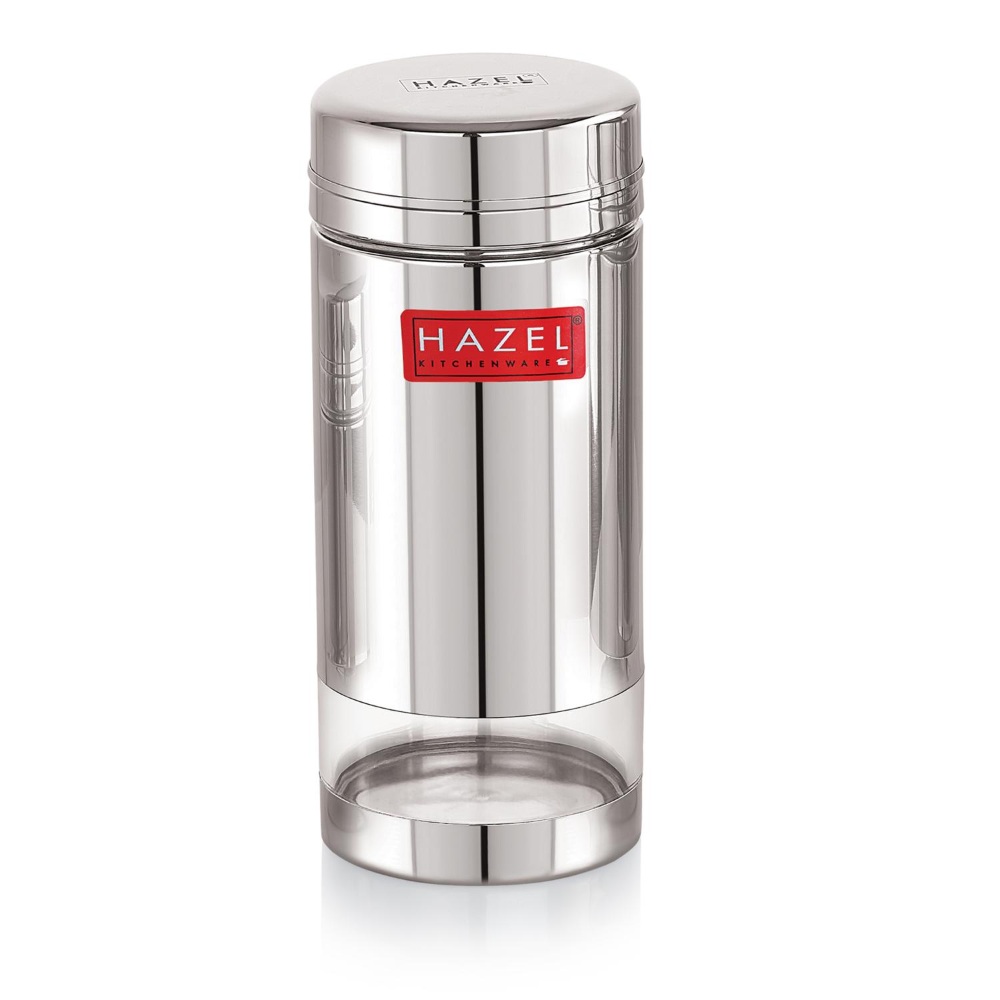 HAZEL Stainless Steel See Through Transparent Container | Kitchen Air Tight Storage Dabba Container, 950 ML