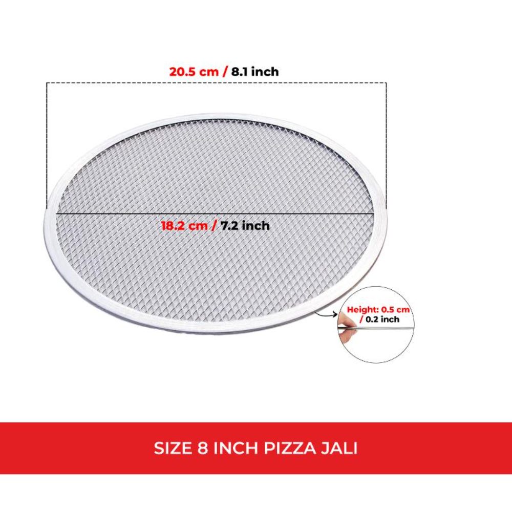 HAZEL Aluminum Pizza Mesh Tray | 8 Inch Round Baking Screen for Crispy Crust