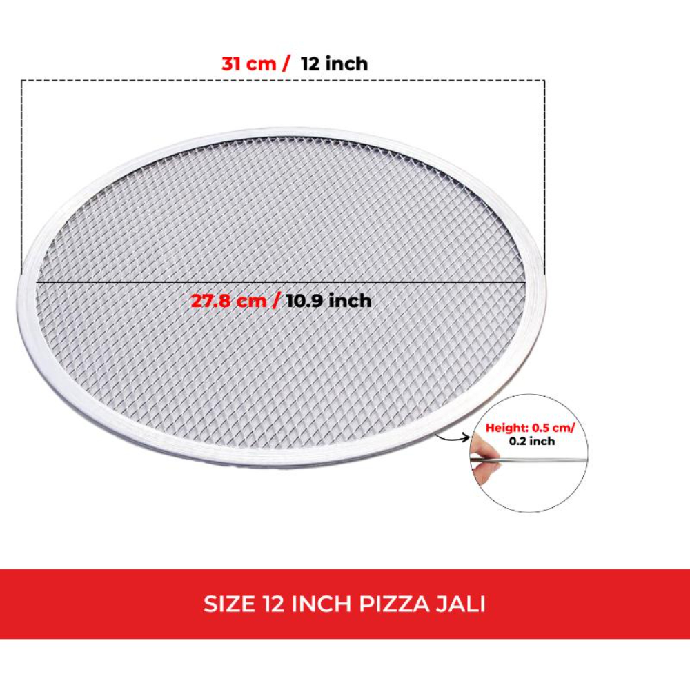 HAZEL Aluminum Pizza Mesh Tray | 12 Inch Round Baking Screen for Crispy Crust