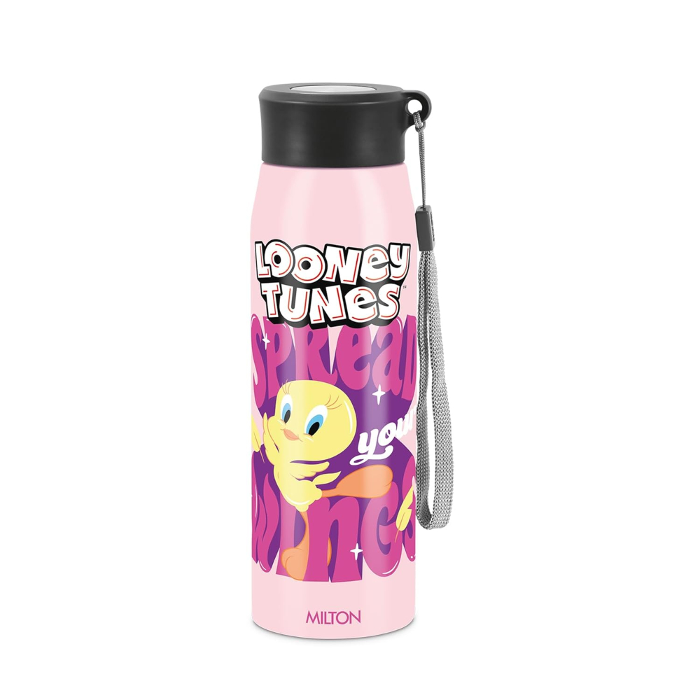 MILTON Handy Design 650 Stainless Steel Single walled Leak Proof Water Bottle, 690 ML, Pink (Looney Tunes - Tweety)