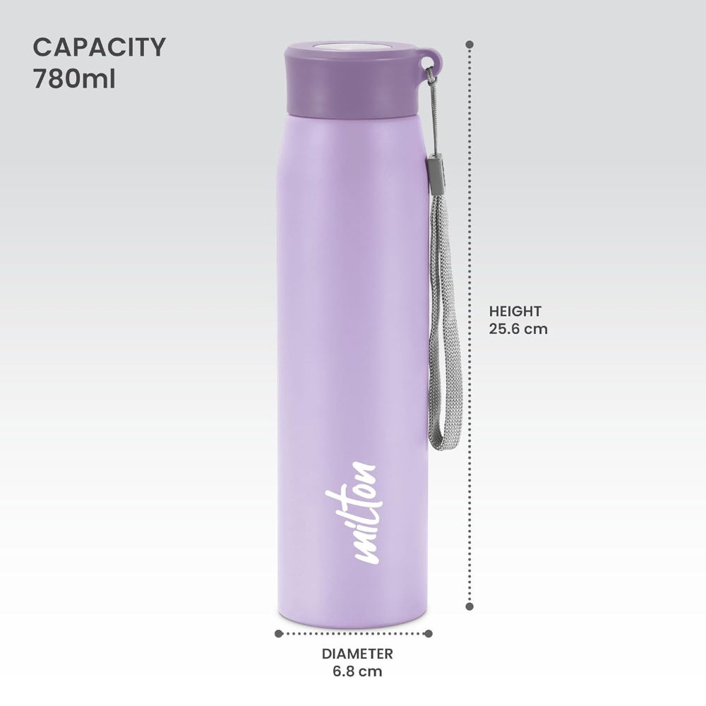 MILTON Handy 850 Stainless Steel Single walled Leak Proof Water Bottle, 780 ML, Purple