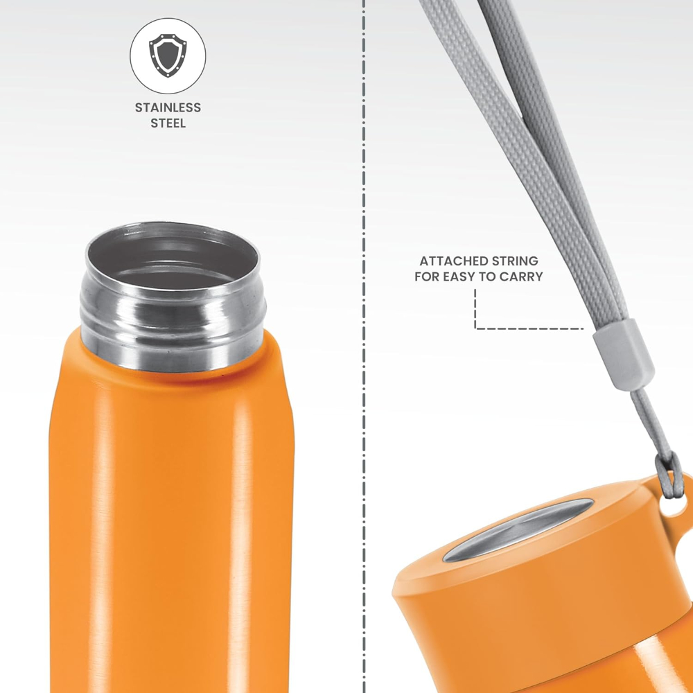 MILTON Handy 850 Stainless Steel Single walled Leak Proof Water Bottle, 780 ML, Orange