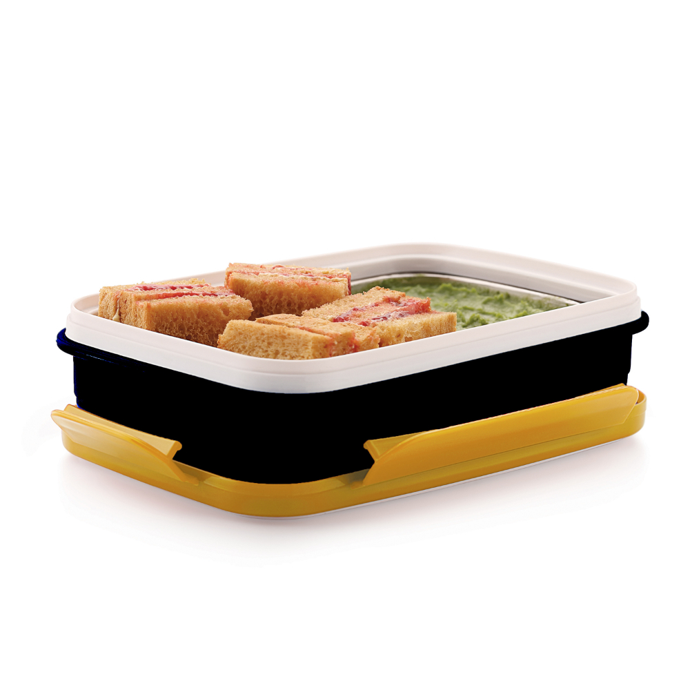 Liza Stainless Steel Lunch Box | Air Tight Insulated Bento Box with Leak Proof Lid | Lunch Box for Kids | Tiffin Box For School for Boys & Girls With Small Container, Yellow