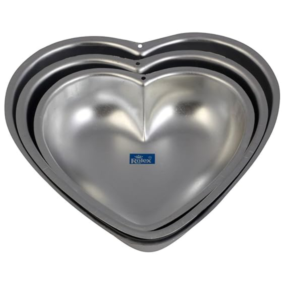 Rolex Aluminium Cake Mould Valentine Heart Set of 3 500 gms - 1 Kg Cake