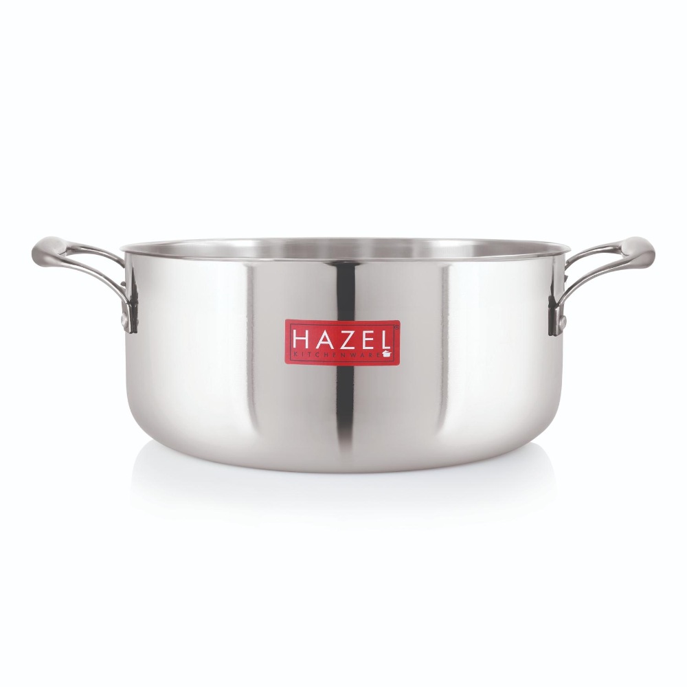 HAZEL Triply Stainless Steel Induction Bottom Stok pot Cookpot Tope with Handle, 6 Litre, 30.1 cm