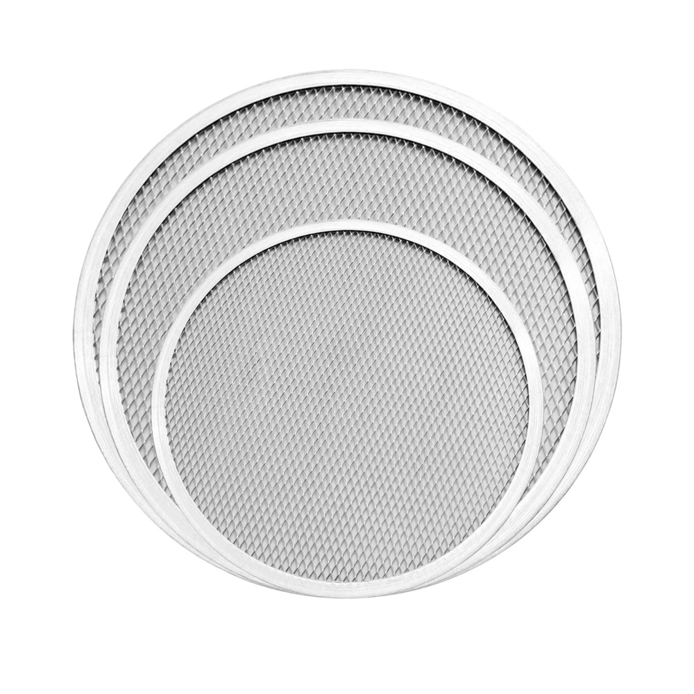 HAZEL Crisping Pizza Tray Aluminum Mesh | Set of 3 Round Pizza Crust Screen for Crispy Crust (8 inch, 10 inch & 12 inch)