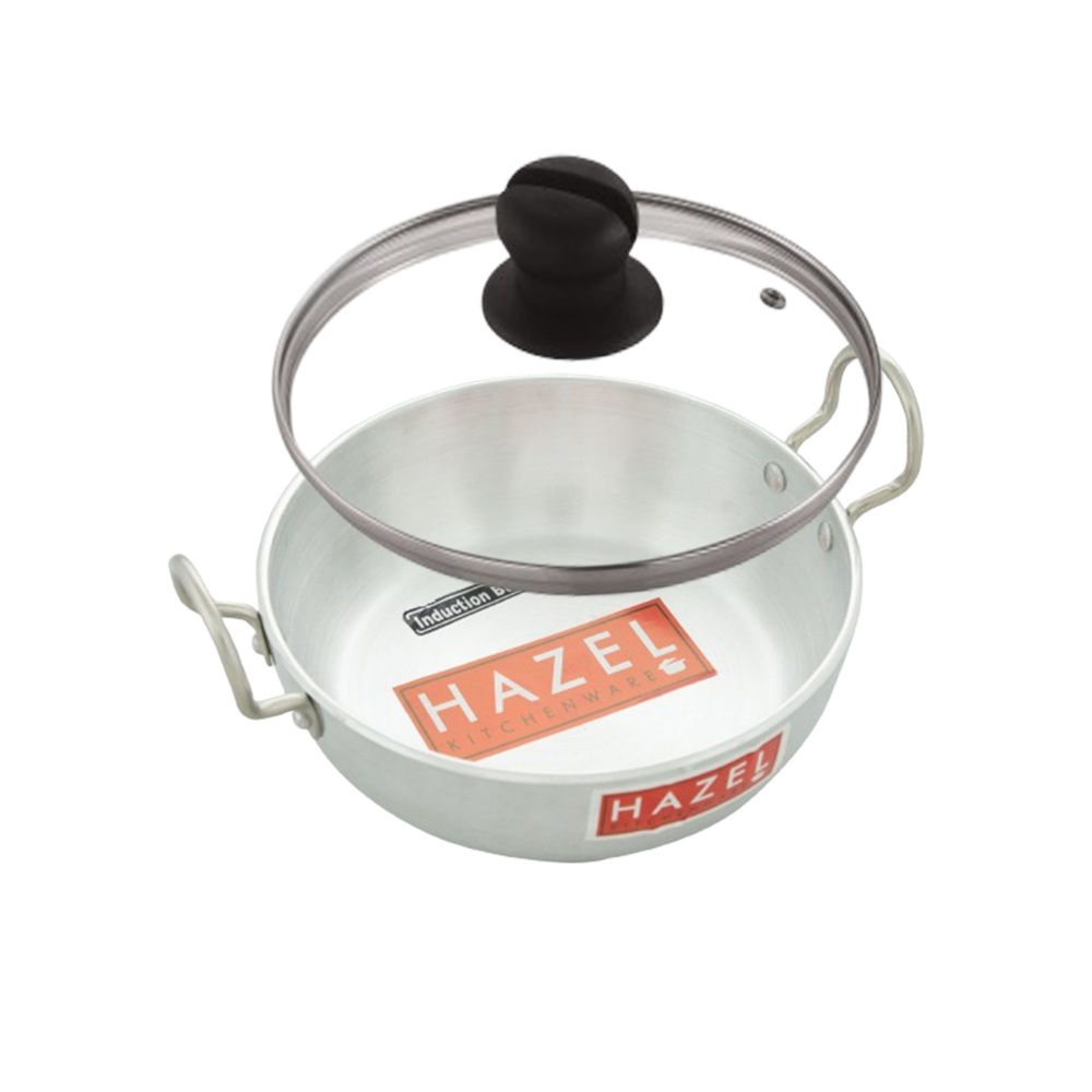 HAZEL Aluminium Induction Kadai/Wok (Kadhai, Cheena Chatti) 1750 ml with Lid, 20.8 cm | Non-Stick, Durable Base for Efficient Cooking