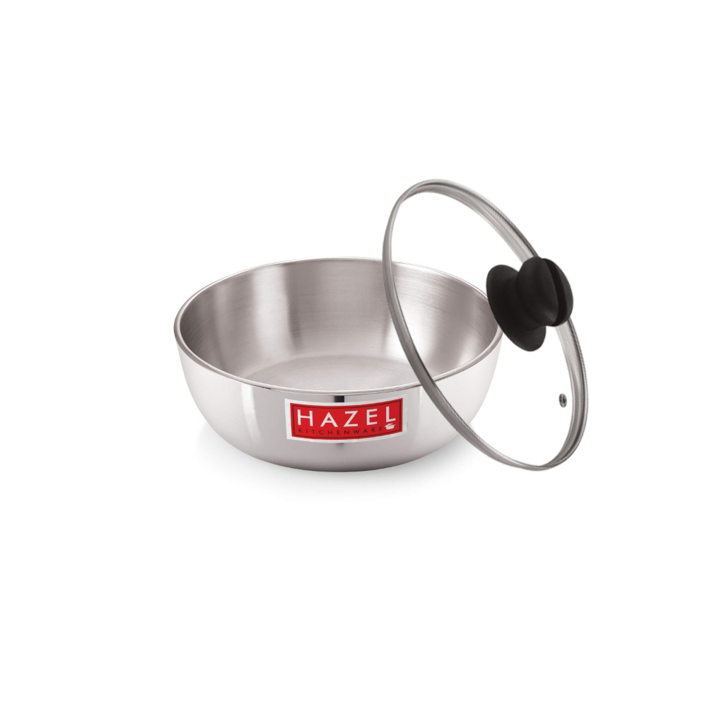 HAZEL Aluminium Induction Tasra/Cooking Pot (Tapeli, Bhagona) 1250 ml with Lid, 19 cm | Durable Tasra for Quick Heating on Induction