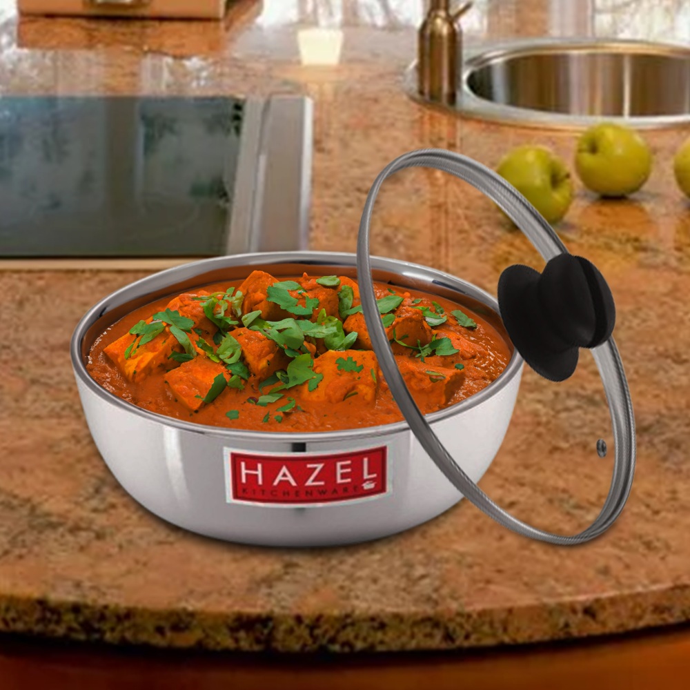 HAZEL Aluminium Induction Tasra/Cooking Pot (Tapeli, Bhagona) 1250 ml with Lid, 19 cm | Durable Tasra for Quick Heating on Induction