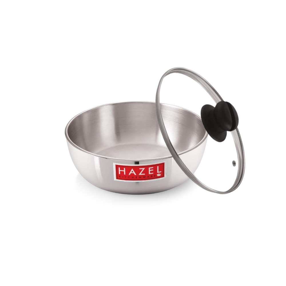 HAZEL Aluminium Induction Tasra/Handi (Tapela, Tope) 1850 ml with Lid, 20.8 cm | Sturdy Aluminium Tasra for Even Cooking