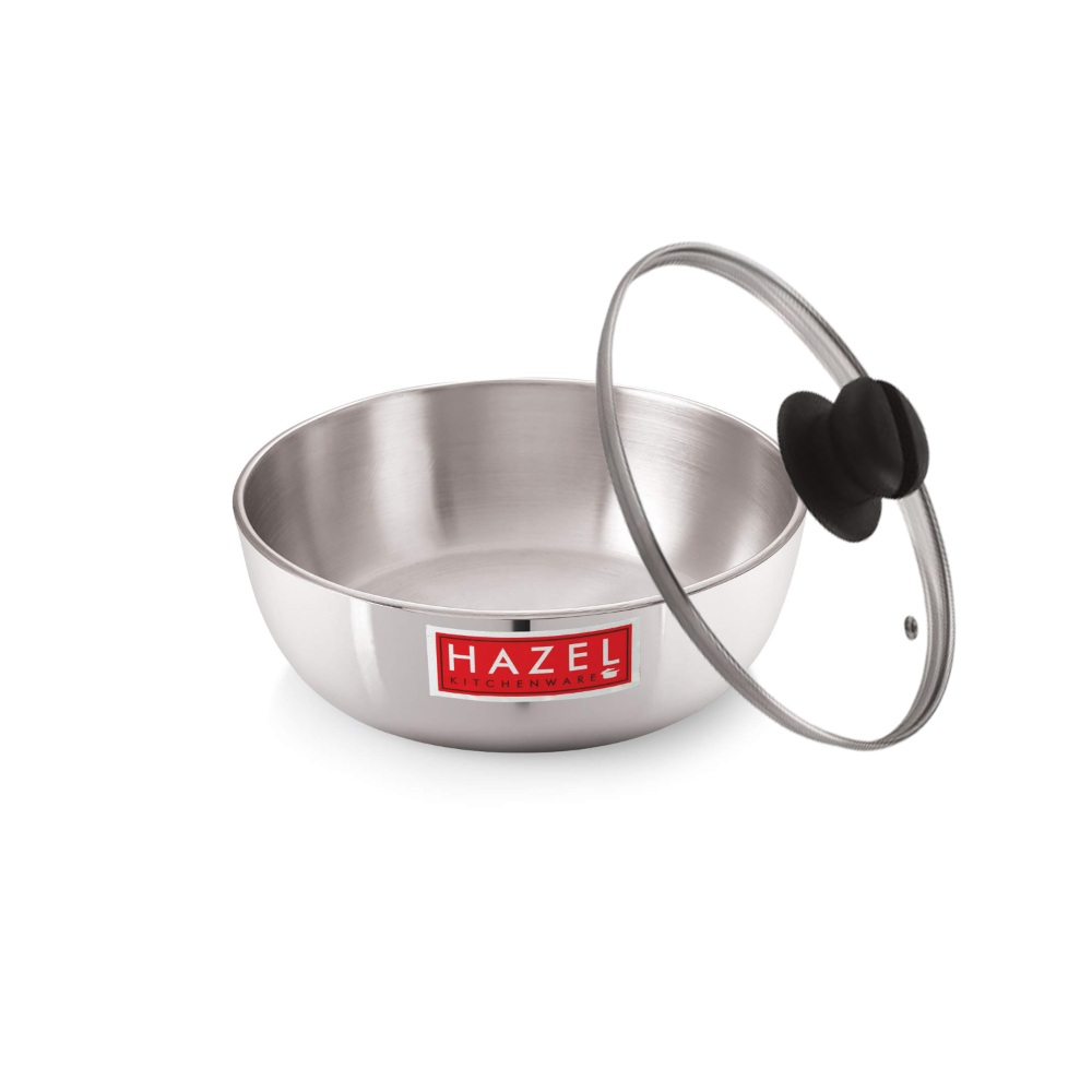 HAZEL Aluminium Induction Tasra/Casserole (Tapeli, Handi) 2500 ml with Lid, 22.5 cm | Aluminium Tasra for All Cooktops