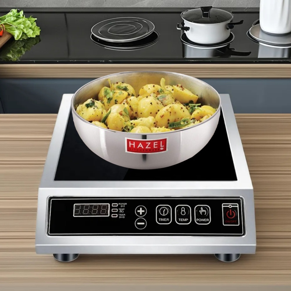 HAZEL Aluminium Induction Tasra/Casserole (Tapeli, Handi) 2500 ml with Lid, 22.5 cm | Aluminium Tasra for All Cooktops