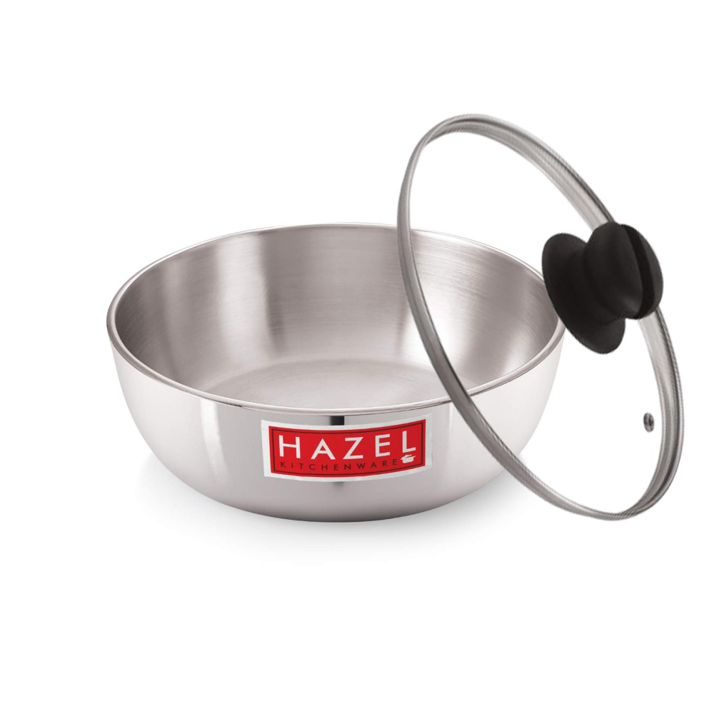 HAZEL Aluminium Induction Tasra/Deep Pot (Tapela, Handi) 3750 ml with Lid, 25.8 cm | Energy-Efficient Tasra for Gas & Induction Stoves