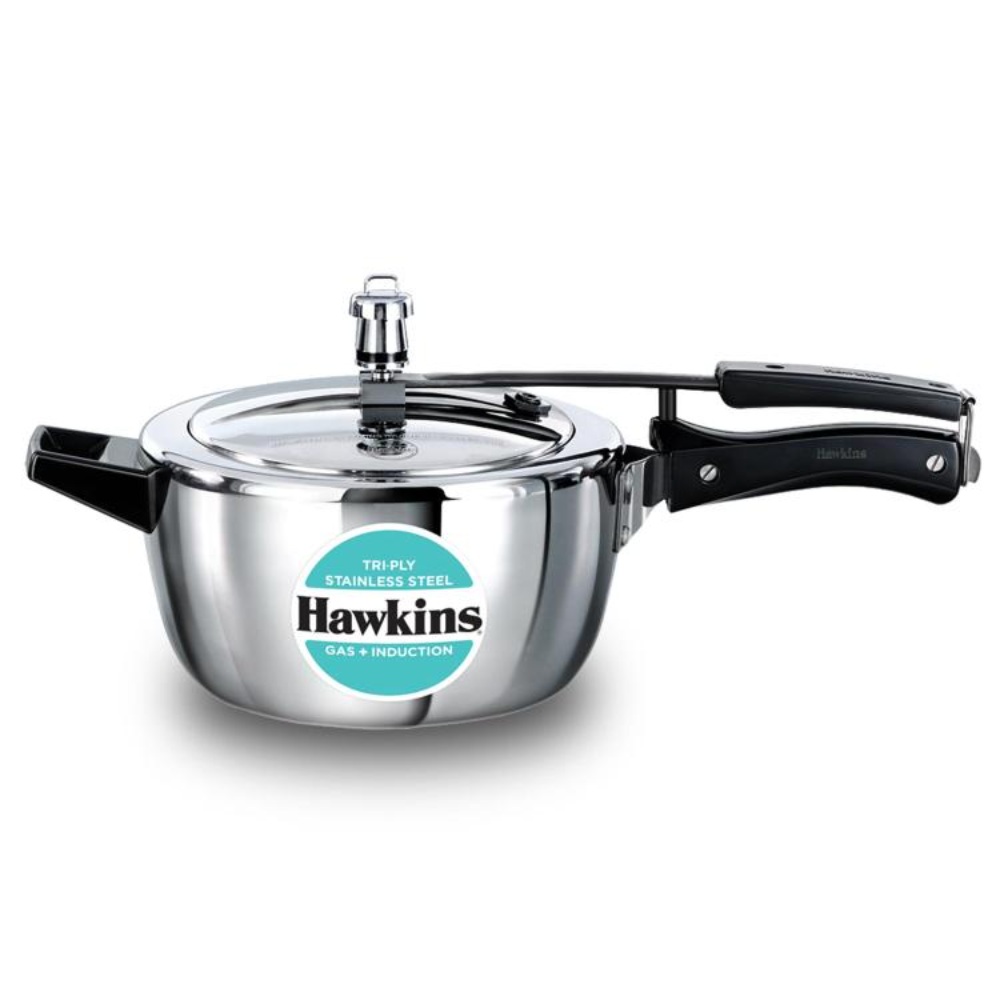 Hawkins 3.5 Litre Triply Stainless Steel Pressure Cooker, Inner Lid Cooker, Silver