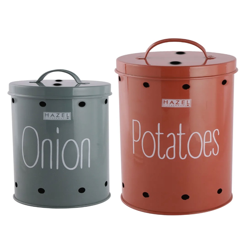 HAZEL Onion Potato Storage Container For Kitchen | Container For Kitchen Storage Set | Food Grade Storage Container with Lid, Potato & Onion Container, Set of 2