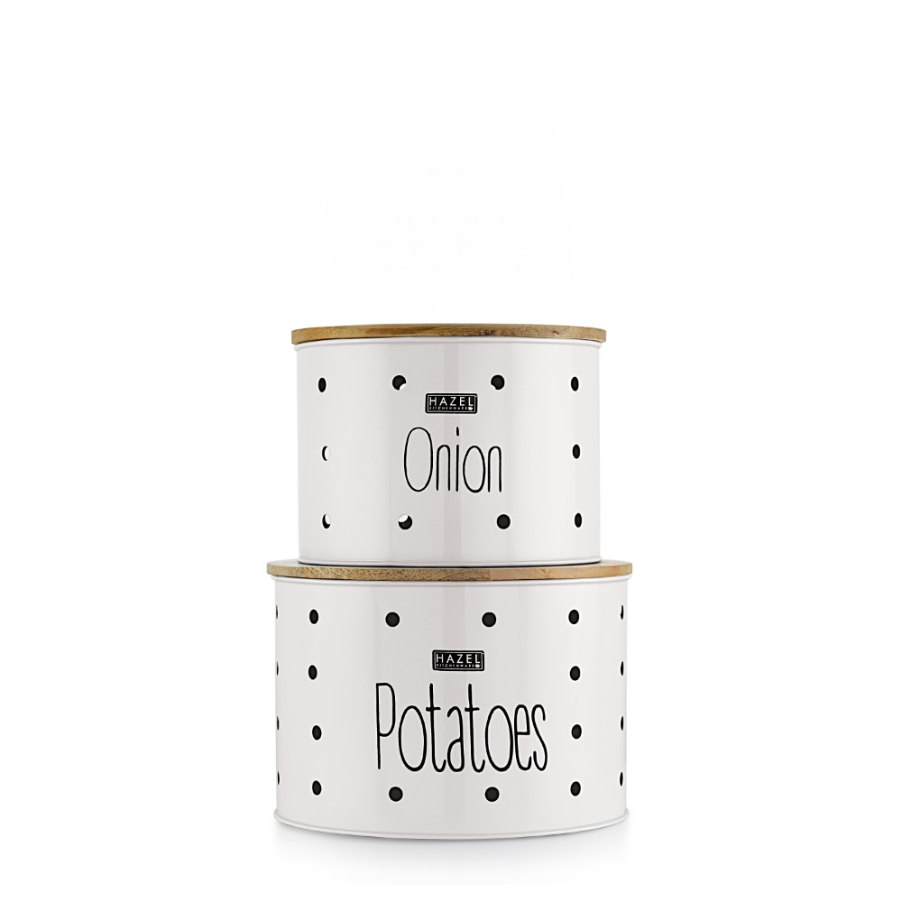 HAZEL Potato Onion Storage Container for Kitchen | Onion and Potato Container, Set of 2, White