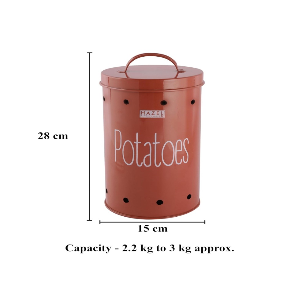 HAZEL Potato Storage Container For Kitchen | Container For Kitchen Storage | Food Grade Storage Container with Lid, 2.2 kg to 3 kg ML, Red