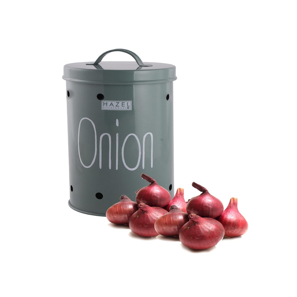 HAZEL Onion Storage Container For Kitchen | Container For Kitchen Storage | Food Grade Storage Container with Lid, 1.250 to 1.750 KG ML, Olive Green