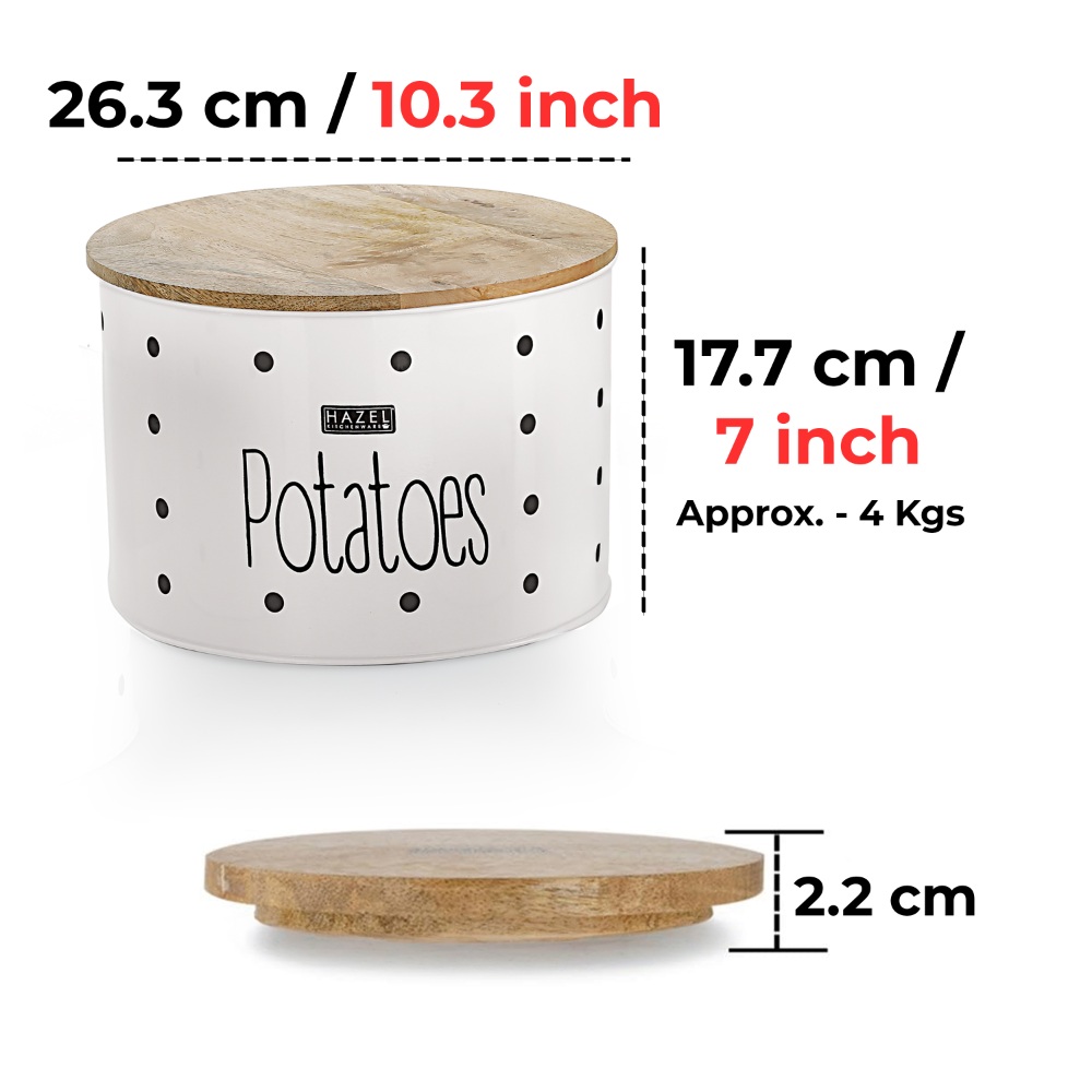 HAZEL Potato Containers for Kitchen | Potato Storage Containers, White, 4 kg apx.