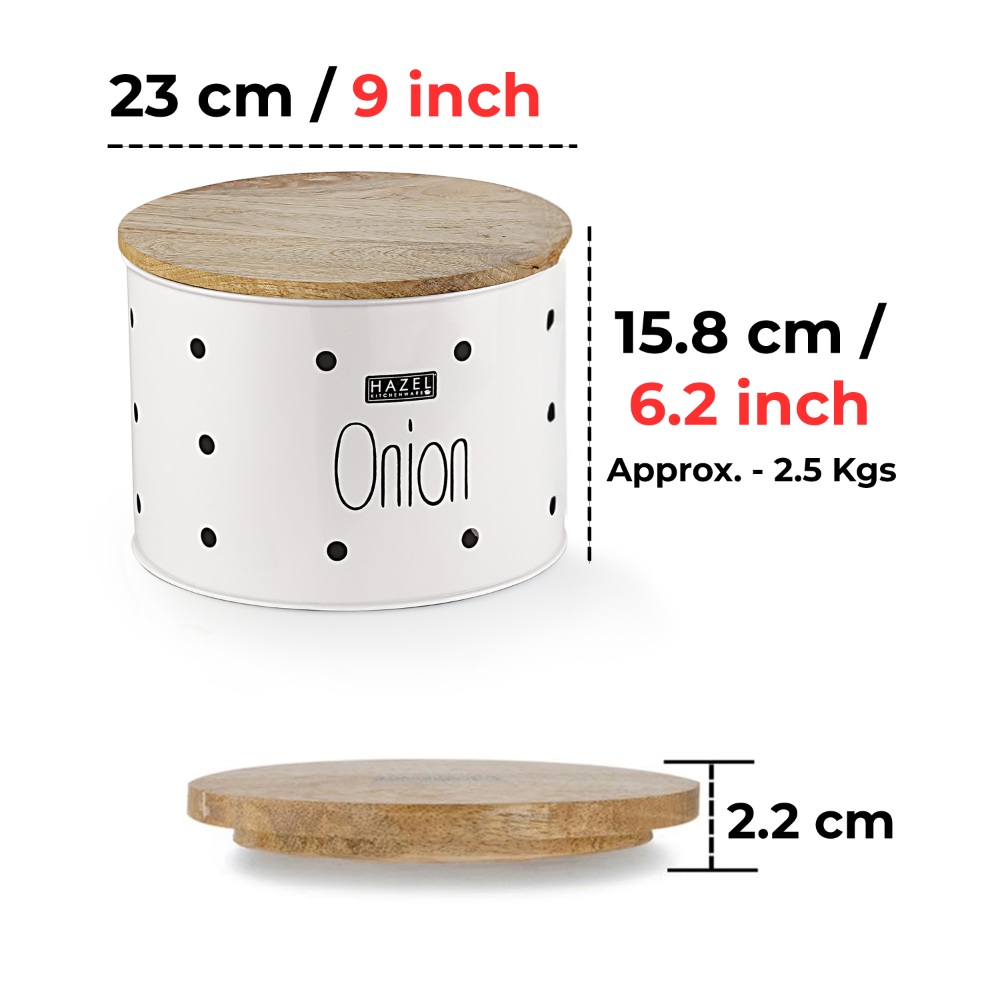 HAZEL Onion Container Storage for Kitchen | Onion Box for Kitchen Storage, White, 2.5 kg apx.