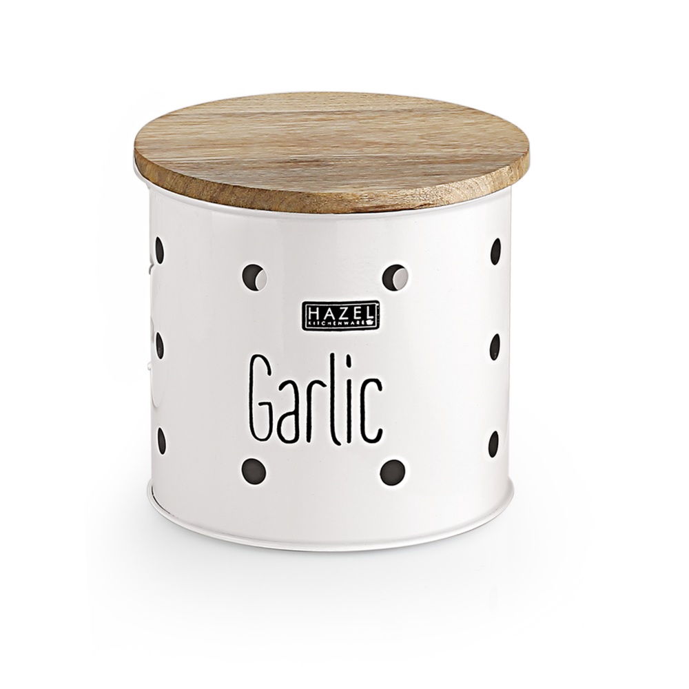 HAZEL Garlic Storage Container for Kitchen | Garlic Container for Storage, White, 1 kg apx.