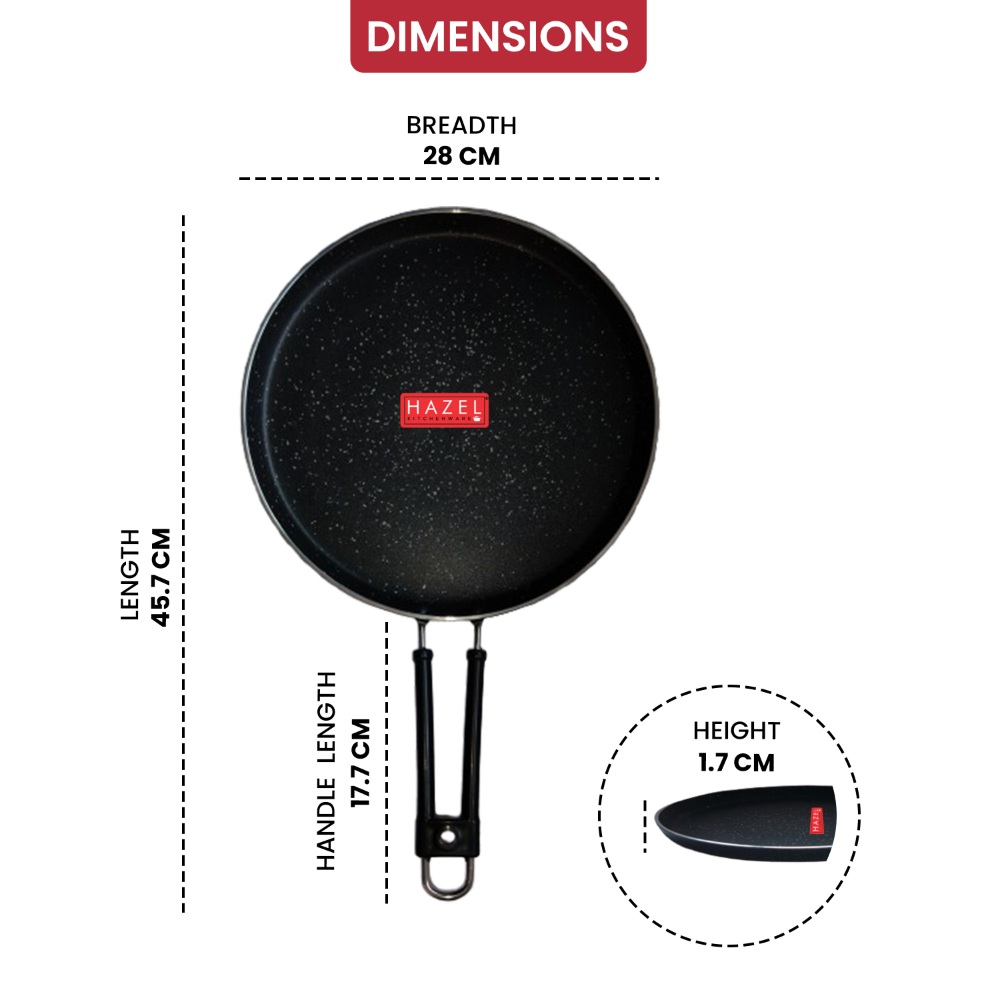 HAZEL Non-Stick Flat Dosa Tawa, 28 cm, Dosai Kallu, Dosha Chatti