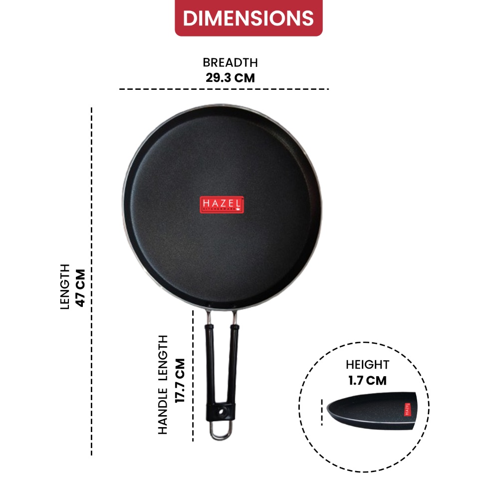 HAZEL Non-Stick Flat Dosa Tawa, 29.3 cm, Dosa Ginni, Dosa Penam