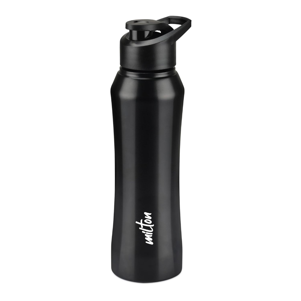 MILTON Comet 1000 Single Wall Stainless Steel Water Bottle 1000ml for School, Office, Home, Gym, Leakproof, Rust free, Black