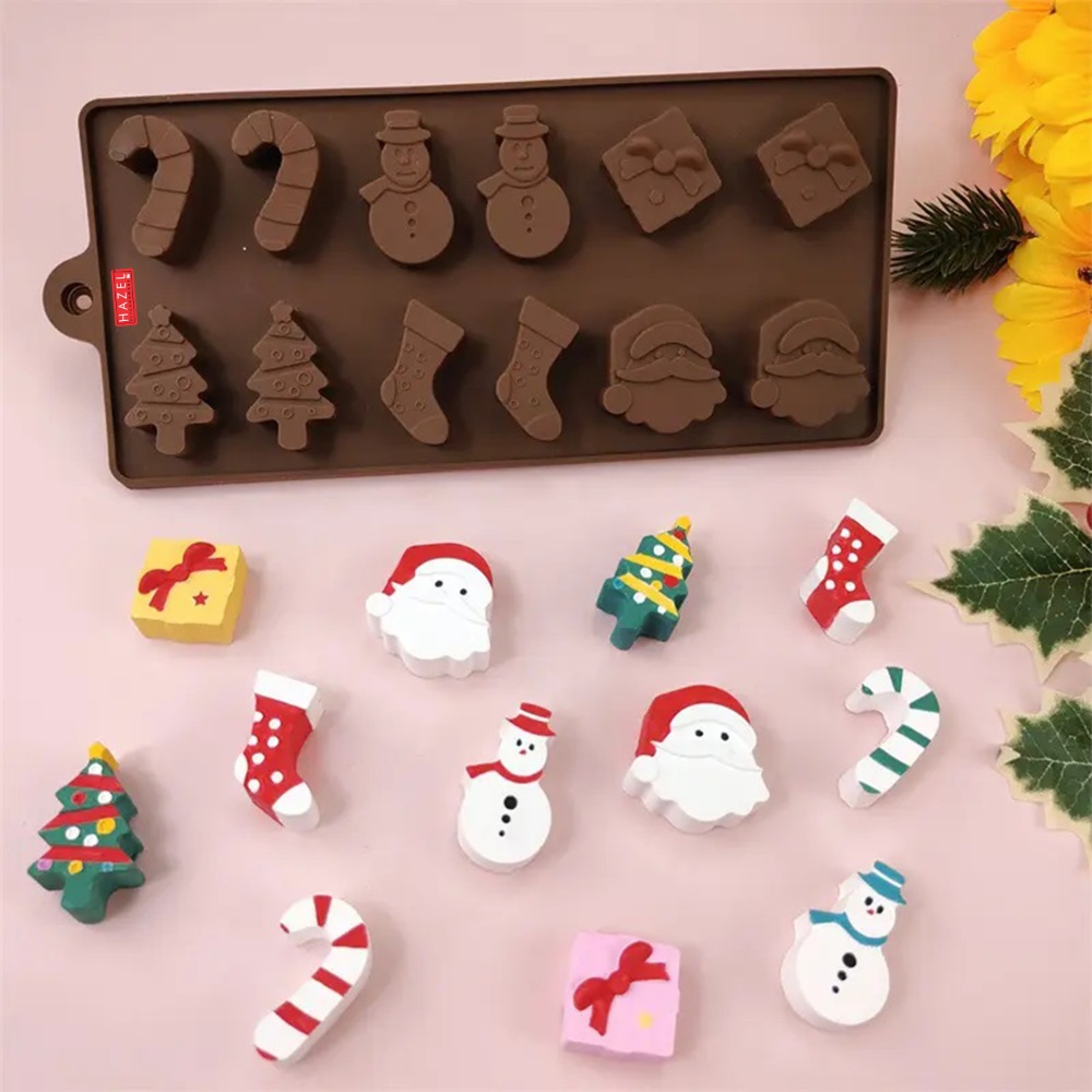 HAZEL Festive Silicone Molds for Holiday Treats & Desserts - Christmas Shapes, Easy Release, Food Safe