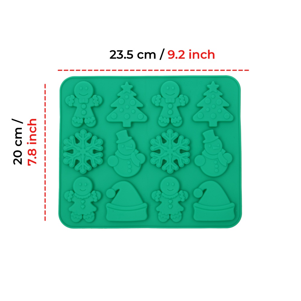 HAZEL Christmas Silicone Mold for Baking: Snowman, Gingerbread, Tree & Snowflake Shapes for Holiday Treats