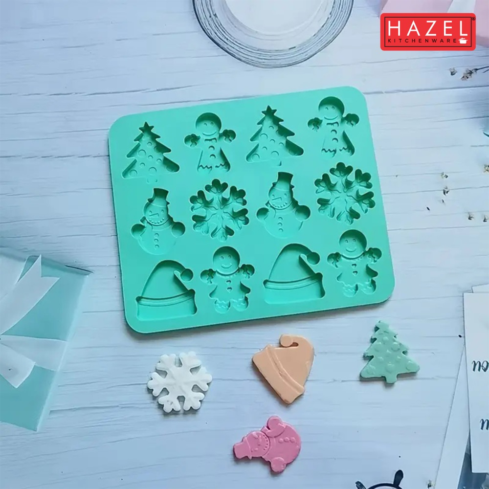 HAZEL Christmas Silicone Mold for Baking: Snowman, Gingerbread, Tree & Snowflake Shapes for Holiday Treats