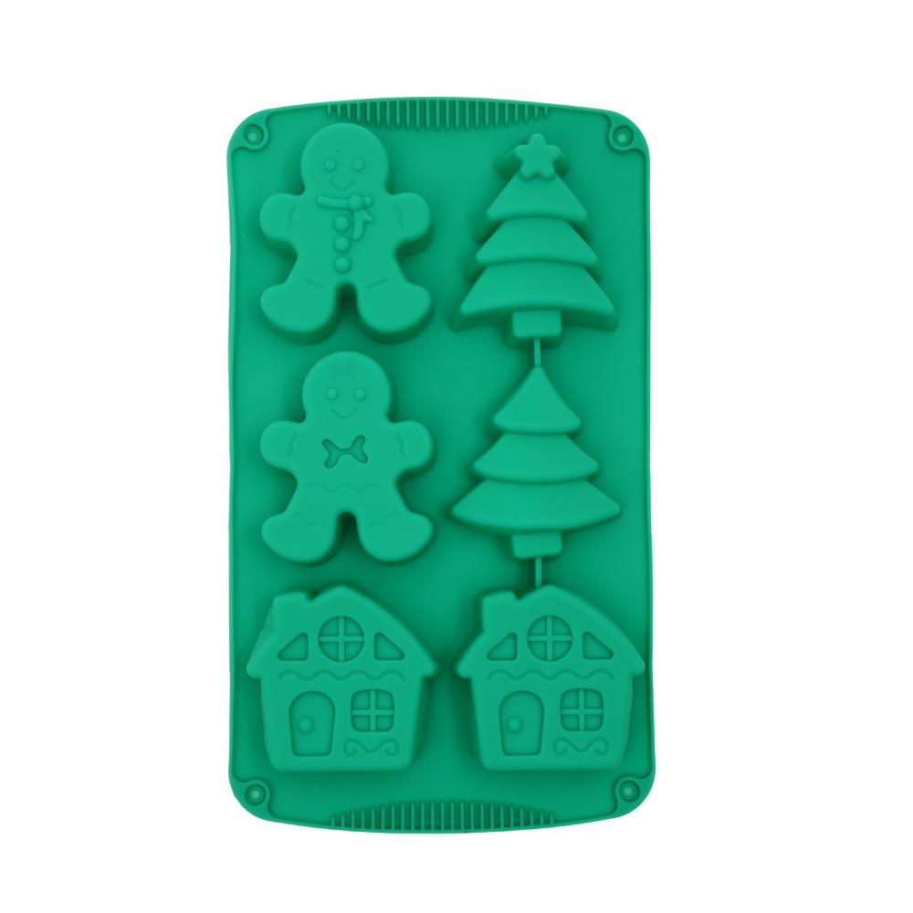 HAZEL Festive Silicone Molds: Gingerbread Men, Christmas Trees, and Cozy Houses for Holiday Baking Fun!