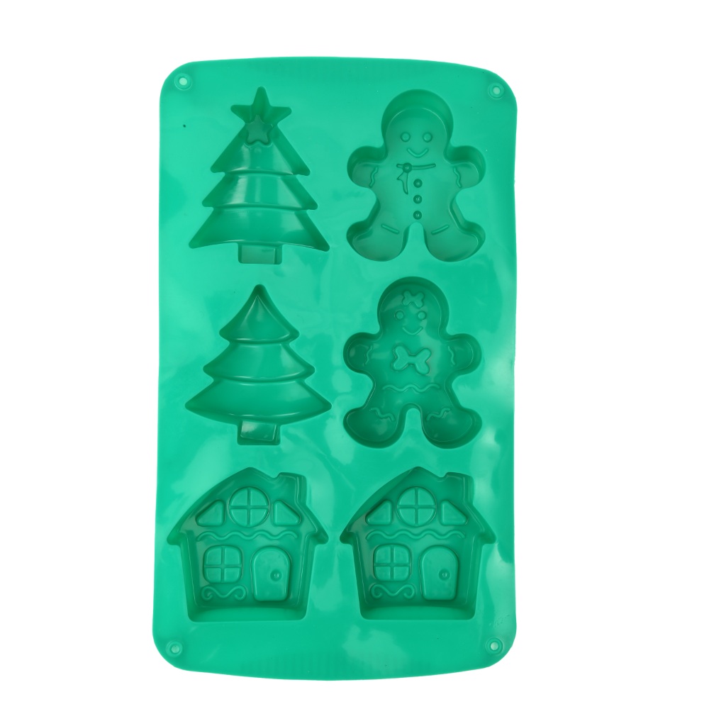 HAZEL Festive Silicone Molds: Gingerbread Men, Christmas Trees, and Cozy Houses for Holiday Baking Fun!