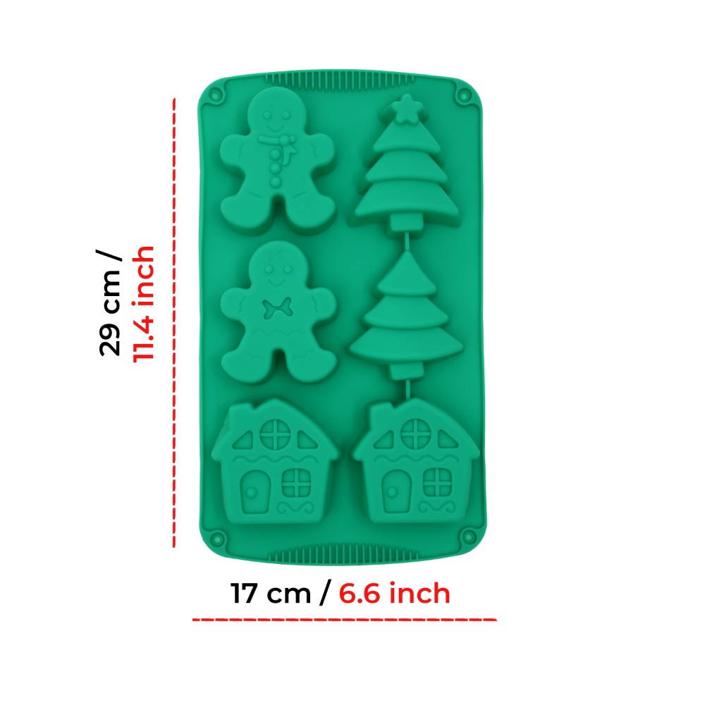 HAZEL Festive Silicone Molds: Gingerbread Men, Christmas Trees, and Cozy Houses for Holiday Baking Fun!