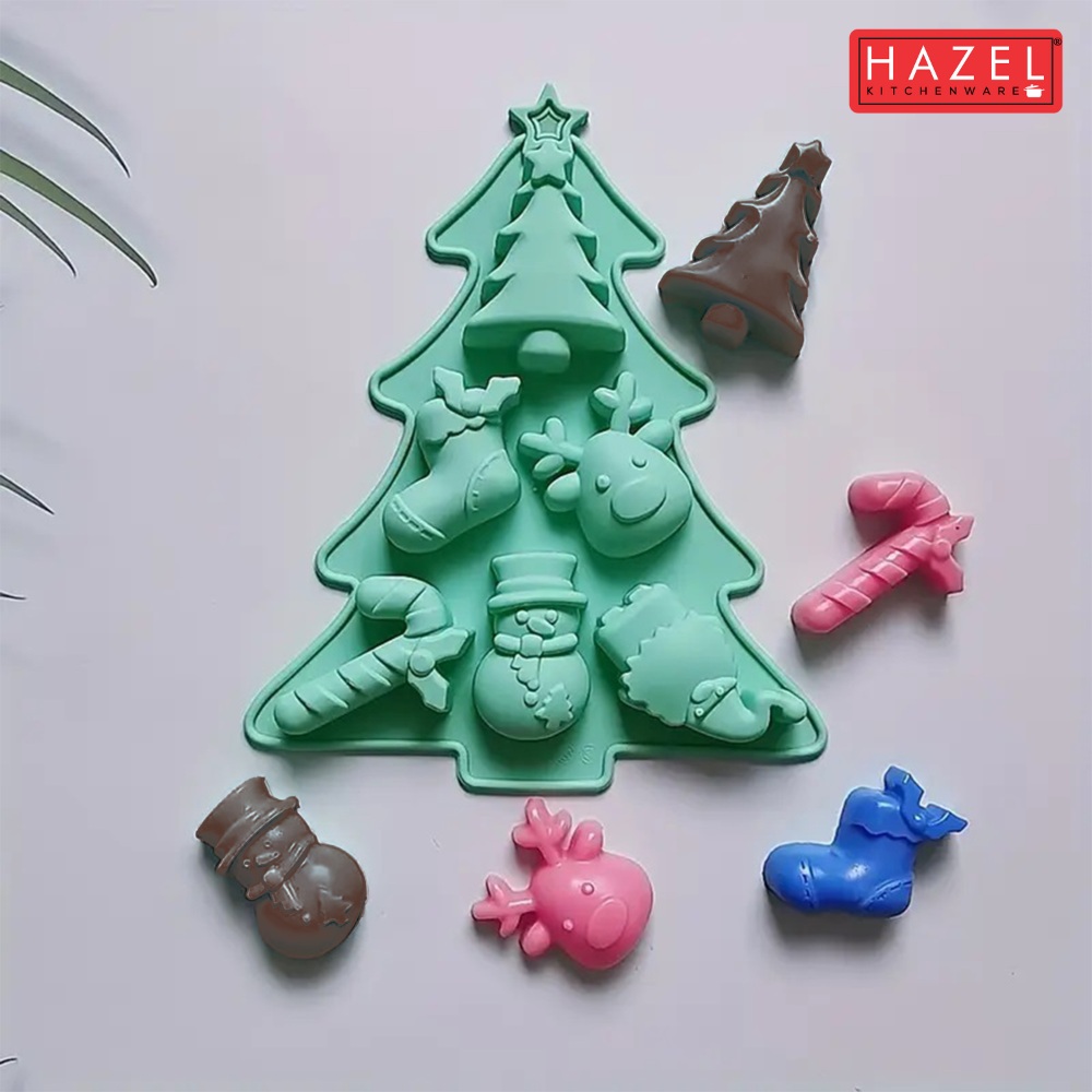 HAZEL Holiday Silicone Mold for Christmas Treats - Reindeer, Snowman, Tree, and Candy Cane Designs