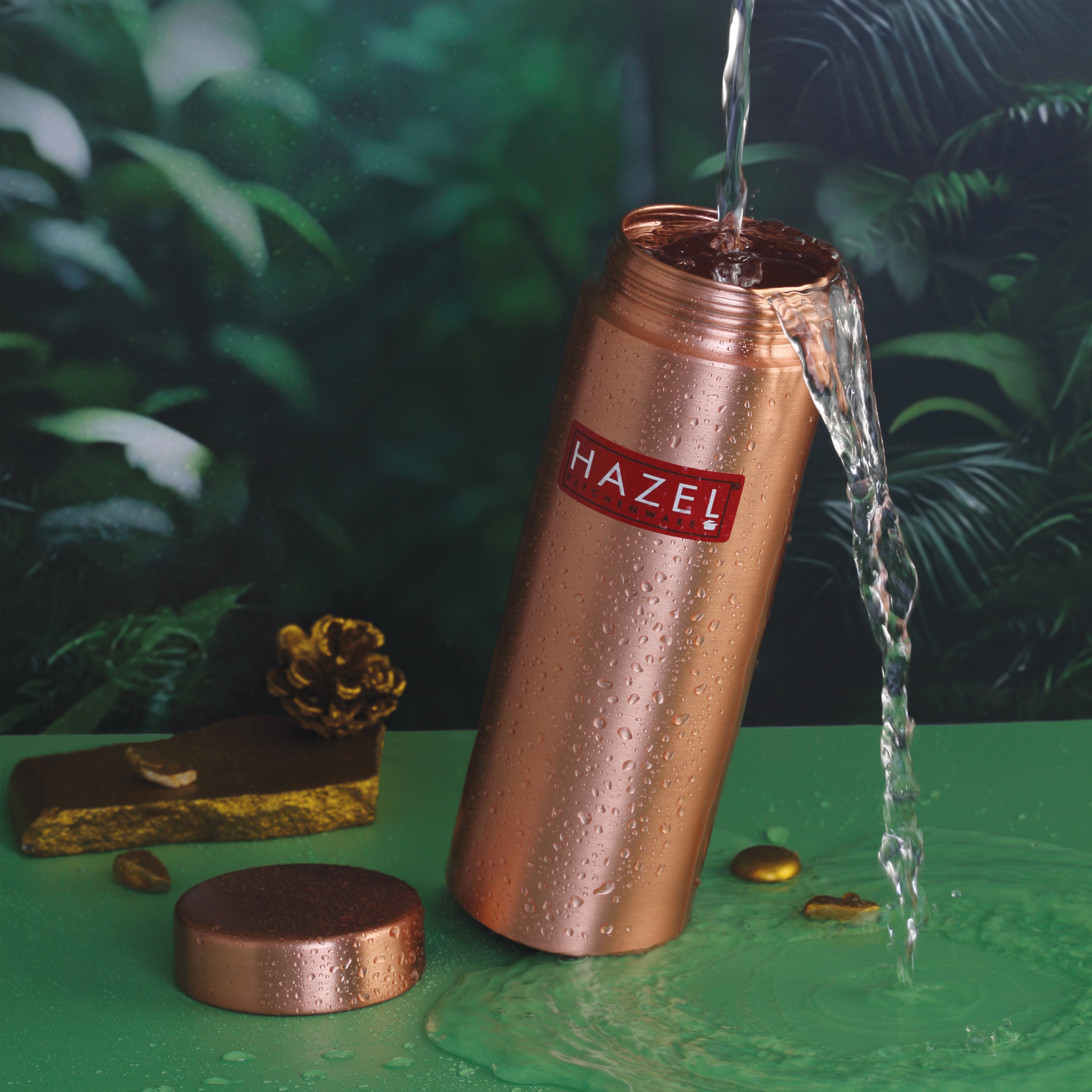 HAZEL Copper Water Bottle 750ml | water bottles for Office | Durable Bottles for Daily Use