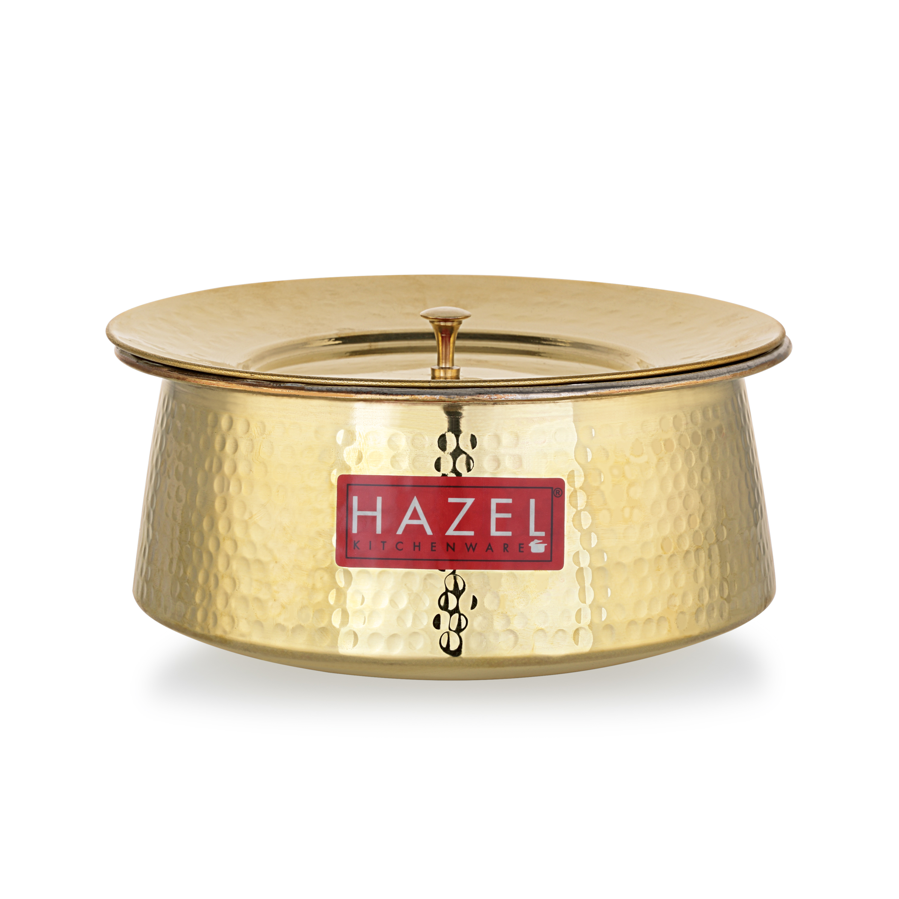 HAZEL Brass Hammered Urli with Lid, 3700 ml | Pital Ka Bartan | Cookware | Uruli | Pital ka Bartan