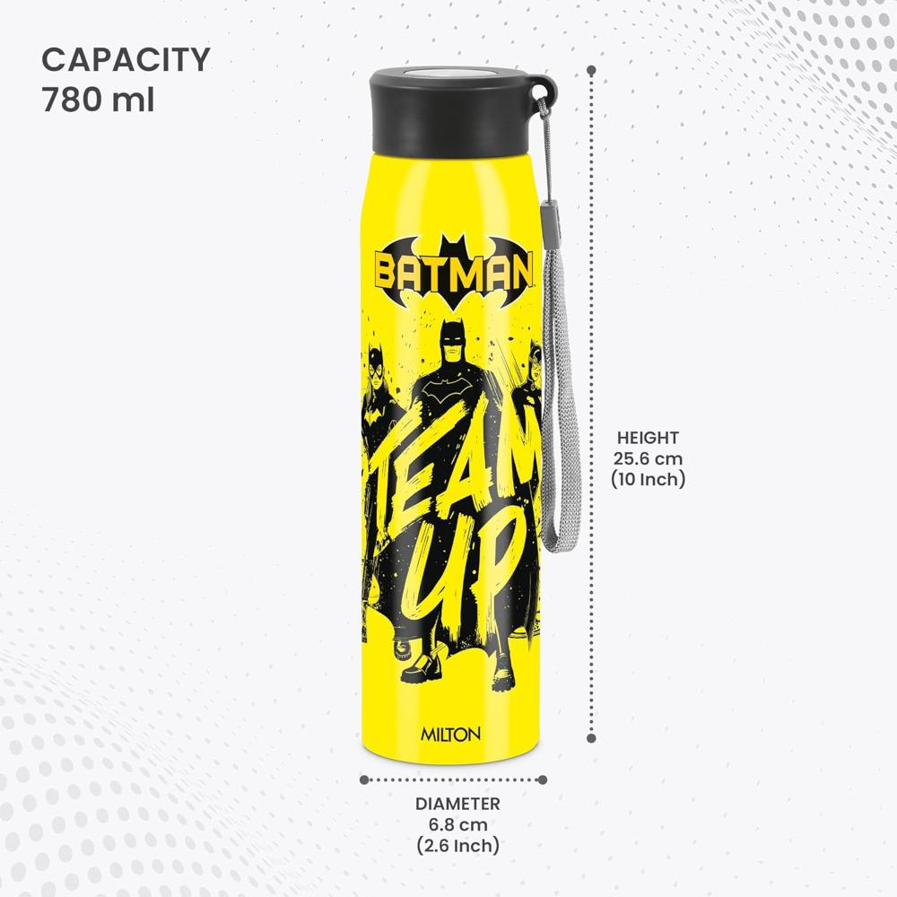 MILTON Handy Design 850 Stainless Steel Leak Proof Single walled Water Bottle, 780 ML, Yellow