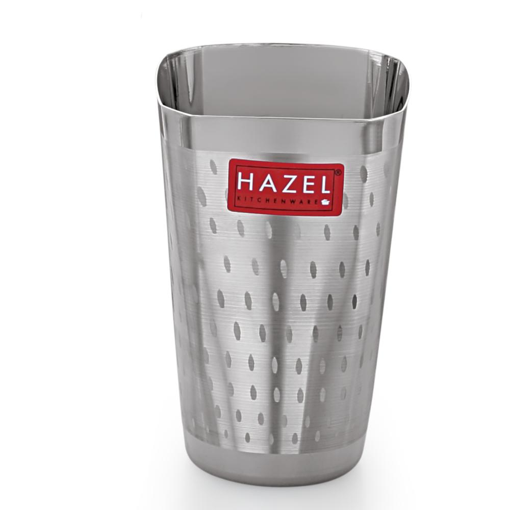 HAZEL Stainless Steel Drinkware Water Glass | Unbreakable Glass Set of 1 with Glossy Finish, 350 ML