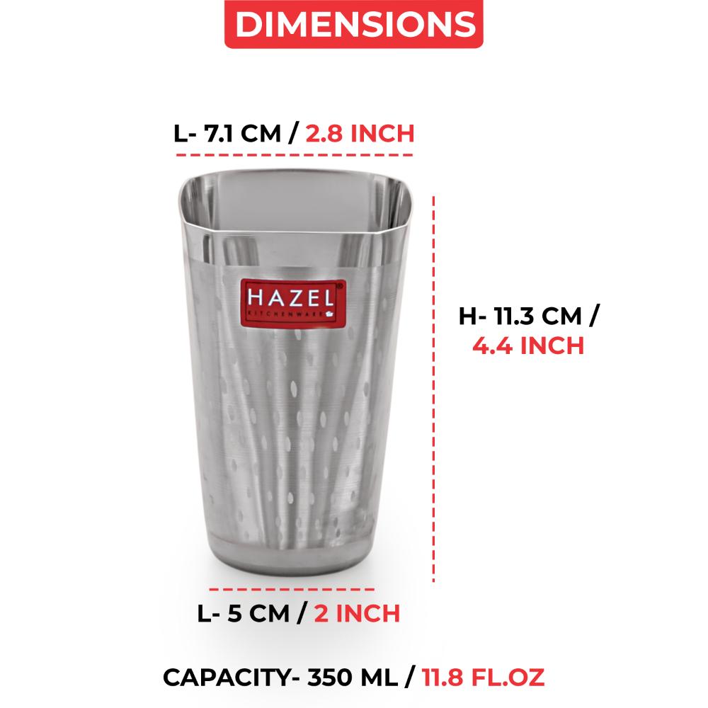 HAZEL Stainless Steel Drinkware Water Glass | Unbreakable Glass Set of 1 with Glossy Finish, 350 ML