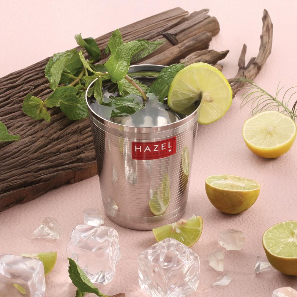 HAZEL Stainless Steel Glass for Water and Juice | Unbreakable Glossy Finish Glass Set of 1, 350 ML