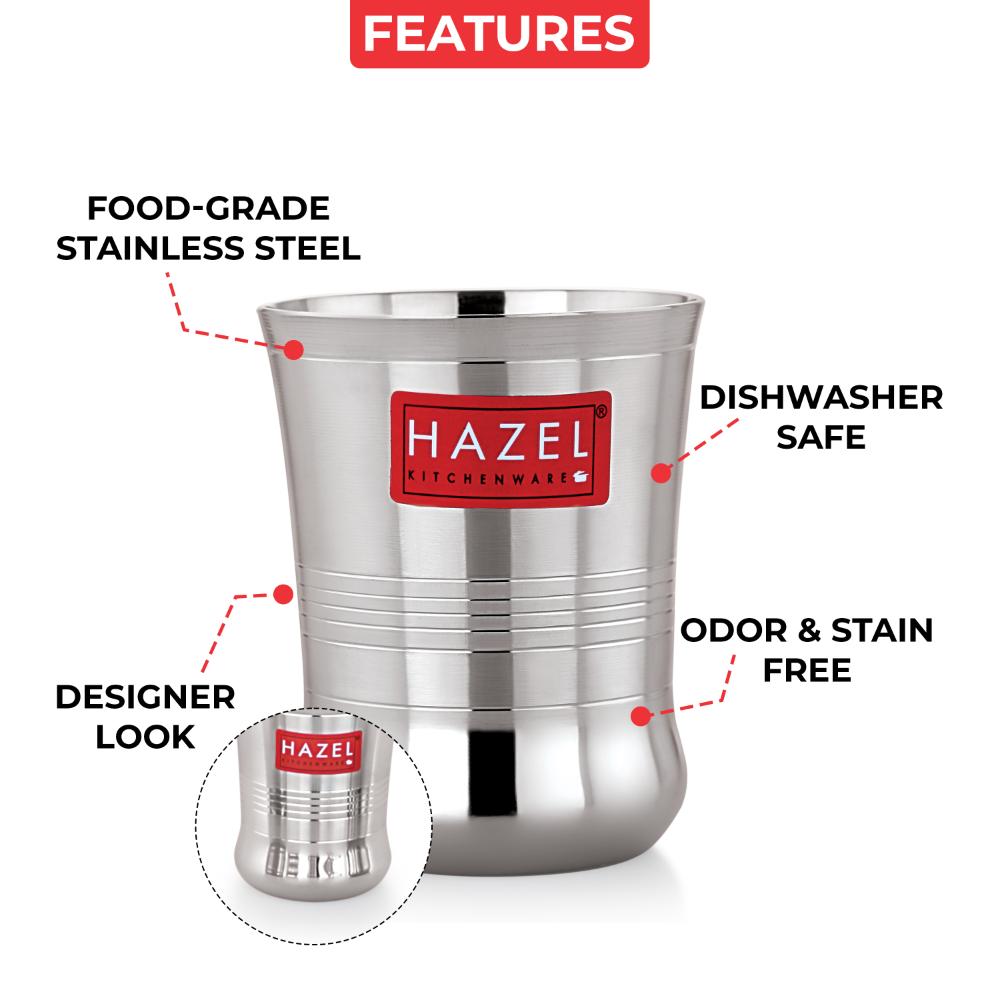 HAZEL Stainless Steel Toddler Glass Set of 1 - 200ml | Unbreakable Cups for Water, Juice & Milkshake